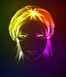 Hand-drawn fashion model from a neon. A light girl's
