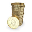 Golden Bitcoin - isolated with clipping path