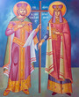 Saint Constantine and Helen fresco from a Greek Orthodox church