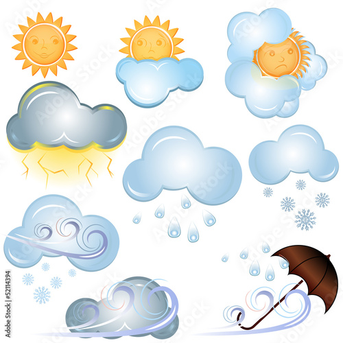 Vector: Vector weather signs isolated on white background. Vector weather signs isolated on white background.