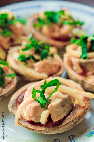 Photo: Baked potatoes with herring Baked potatoes with herring