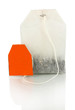 Tea bag isolated on white.