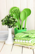 Kitchen settings: utensil, potholders, towels and else