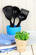 Kitchen settings: utensil, potholders, towels and else