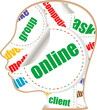 Head with the words on the topic of social networking and media