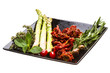 Dried tomato with asparagus and herbs