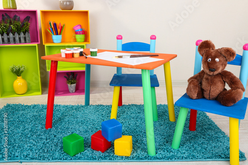 Photo: Small and colorful table and chairs for little kids Small and colorful table and chairs for little kids