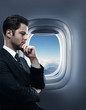 businessman in airplane