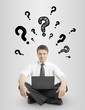 man  with question marks
