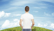 Photo: boy and green field boy and green field