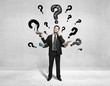 man with four hands and question marks