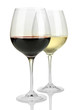 Two glasses of  red and white wine, isolated on white