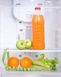 Open refrigerator with diet food