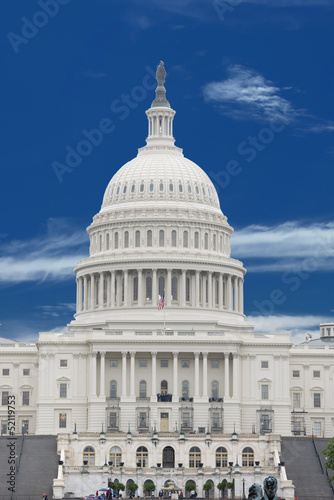 Photo: Washington DC Capital on deep blue sky background Washington DC Capital on deep blue sky background