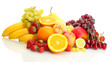 exotic fruits and berries isolated on white