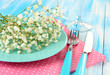 Table serving on a wooden background