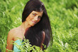 woman on flower field