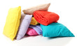 Bright pillows and plaids, isolated on white