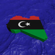 Libya map flag in abstract ocean illustration