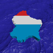 Luxembourg map flag in abstract ocean illustration