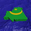 Mauritania map flag in abstract ocean illustration