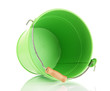 Empty green bucket isolated on white