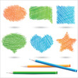 The colorfully painted pencils and vector design elements