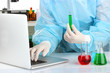 Scientist entering data