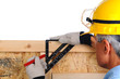 Photo: Carpenter with Framing Square Carpenter with Framing Square