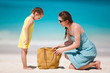 Mother and daughter at beach