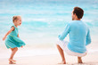 Father and daughter at beach