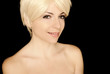 Pretty girl with short light blond hair