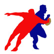 Vector: Rugby Runner Tackled Isolation Rugby Runner Tackled Isolation
