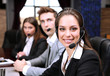 Call center operators at work.