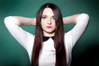 Photo: Woman straight long hair make-up posing Woman straight long hair make-up posing