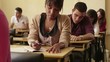 Young women and men at school, group of young students