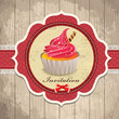 Vintage frame with cupcake template