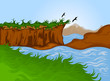 Vektor: Beautiful nature cartoon landscape background Beautiful nature cartoon landscape background