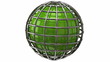 Rotating green globe on white background