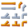 vector PVC sewer pipes orange gray