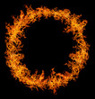 Photo: round of orange flame isolated on black round of orange flame isolated on black