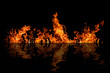 Photo: orange fire stripe with reflection on black orange fire stripe with reflection on black