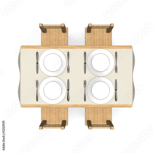Illustration: CutlaryOnWoodenDiningTableTopView CutlaryOnWoodenDiningTableTopView