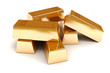 3d gold bars on white background