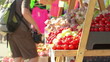 Food stand selling tomatoes, garlic and other vegetables on Farm