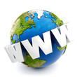 3d text WWW on 3d earth