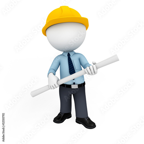 Illustration: 3d white people as service man 3d white people as service man