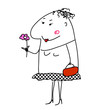 Vektor: Kartoon Frau mit Blume Kartoon Frau mit Blume
