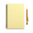 Notebook and pen. Top view. Isolated on a white.