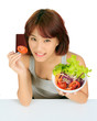 Photo: Isolated young asain woman with a bowl of vegetable salad Isolated young asain woman with a bowl of vegetable salad